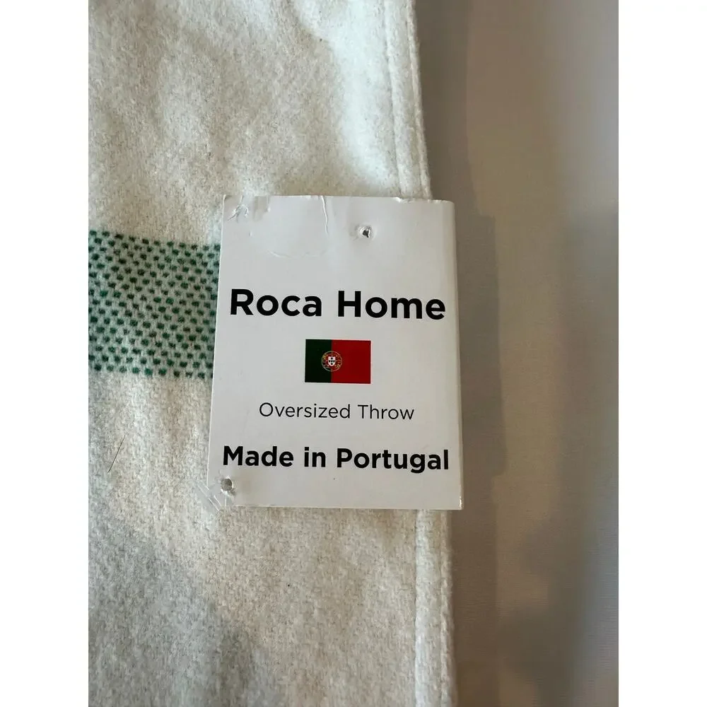 Roca home 80% cotton blend throw emerald green and cream color 50” x 67”